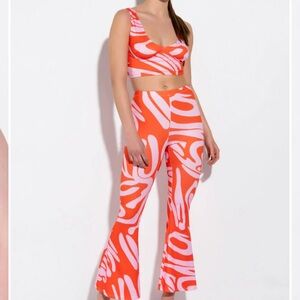 Women's Pink & Orange Printed Two-Piece Set